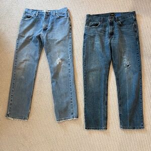 TWO PAIRS Lee Brand Regular Fit style size 33 X 32 denim blue jeans pants